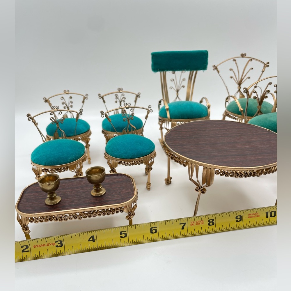 Vintage 1960s/70s Tin Can Dollhouse Furniture Miniatures, Set of 12